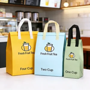 Hot Pressed Recyclable Non-Woven Aluminum Foil Lunch Tote Insulated Thermal Cooler Bag for Takeaway Picnic Drink Food Storage